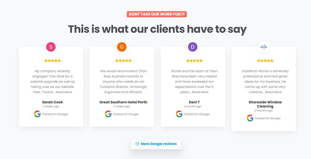 Titan Blue Australia Google Reviews